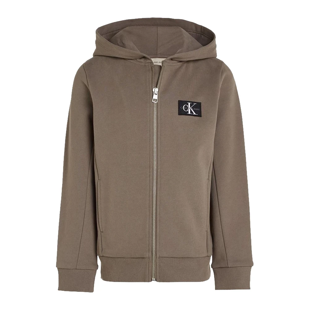 Calvin Klein Jeans Solid Full Zip Hoodie Beige, Pojke