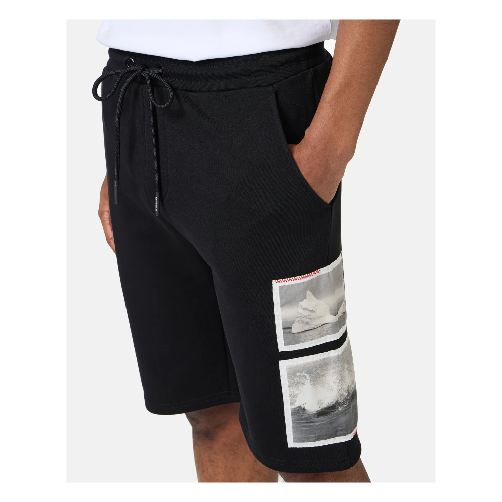 Iceberg Zwarte slim fit katoenen fleece bermuda Black Heren