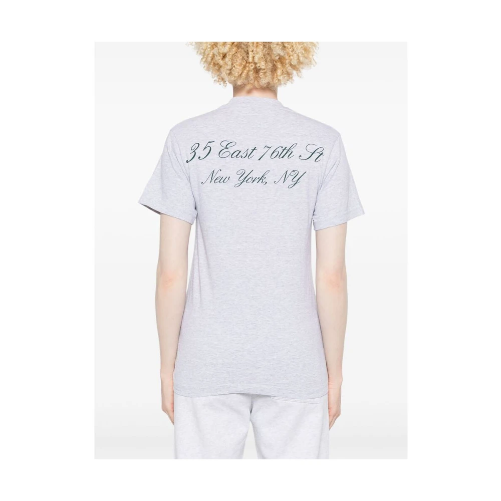 Sporty & Rich Heather Grey Logo Print Crew Neck Gray Dames