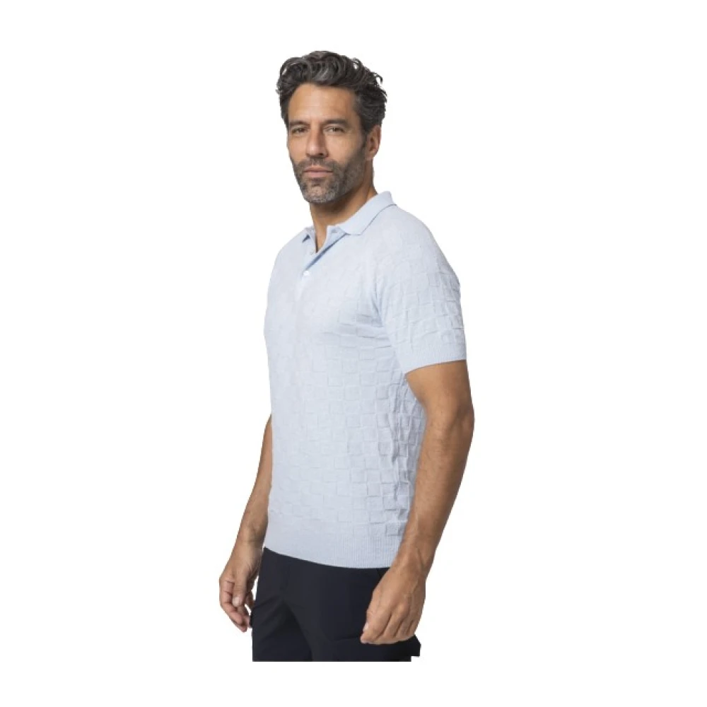Gran Sasso Lichtblauwe Polo met Geometrisch Patroon Blue Heren