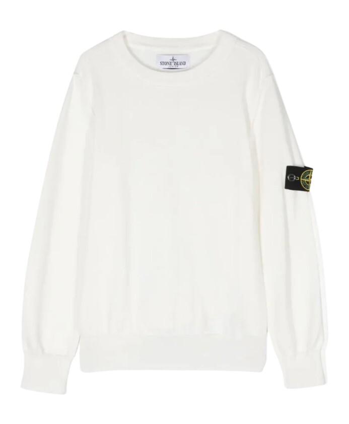 witte-sweater-met-logo-mouw
