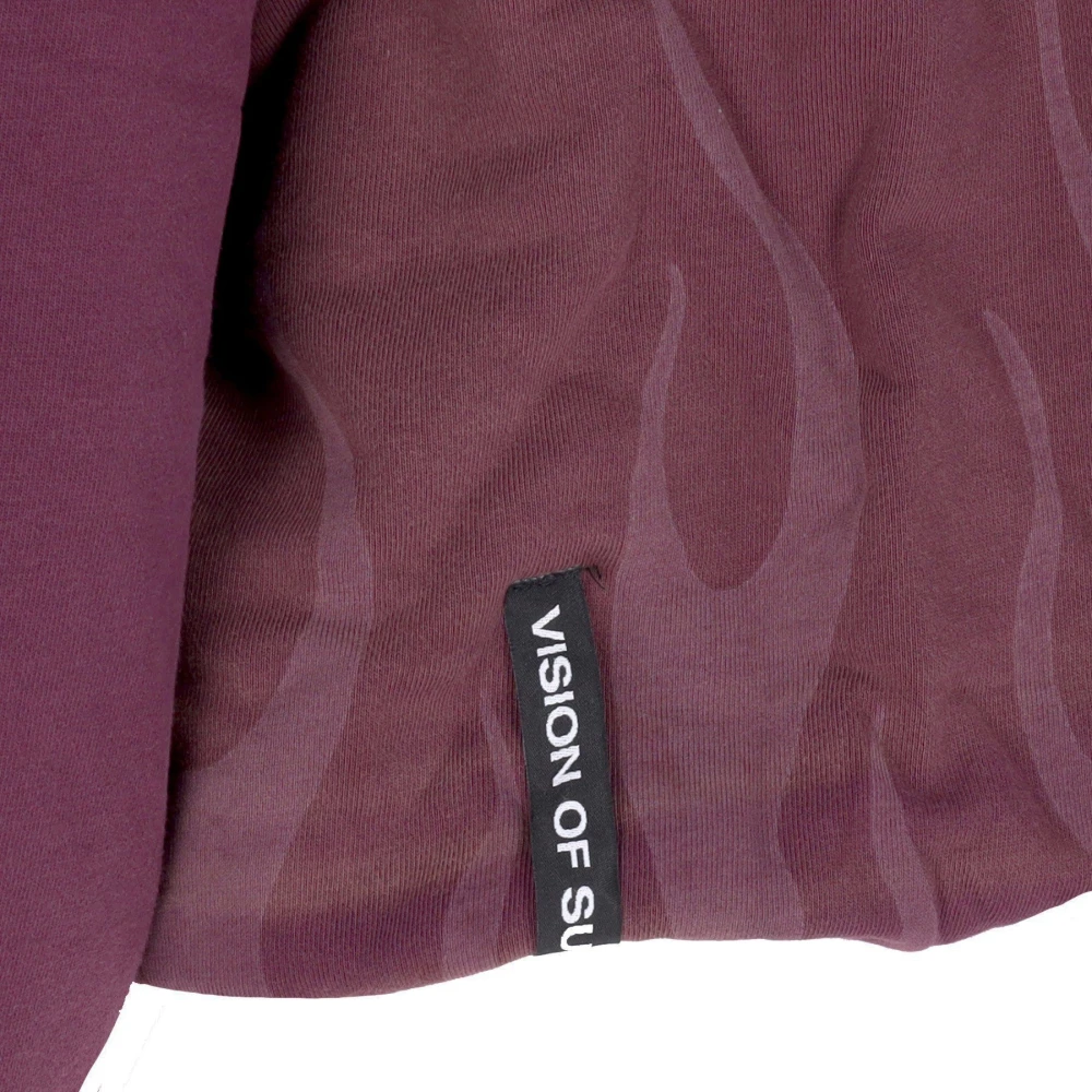 Vision OF Super Flames Cropped Hoodie Grape Wine Purple Dames