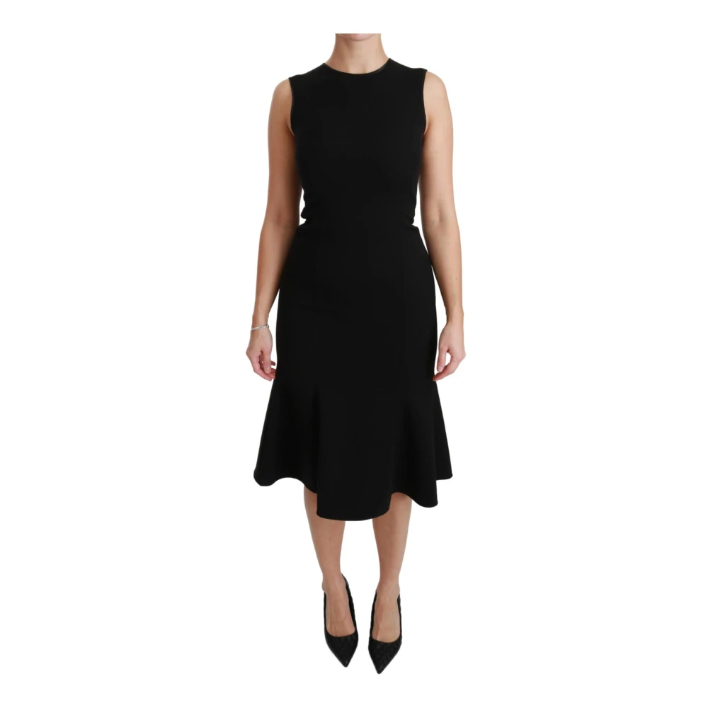 Dolce & Gabbana Snygg Svart Fit Flare Sheath Klänning Black, Dam