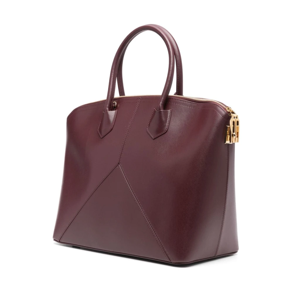 Victoria Beckham Bourgondische kalfsleren handtas met logoprint Purple Dames
