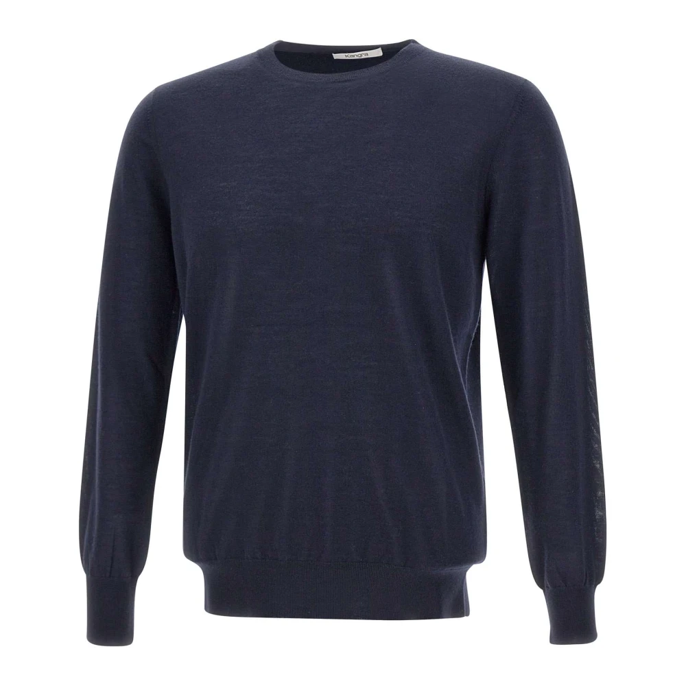 Kangra Middernachtblauwe Wol Crew Neck Sweater Blue Heren