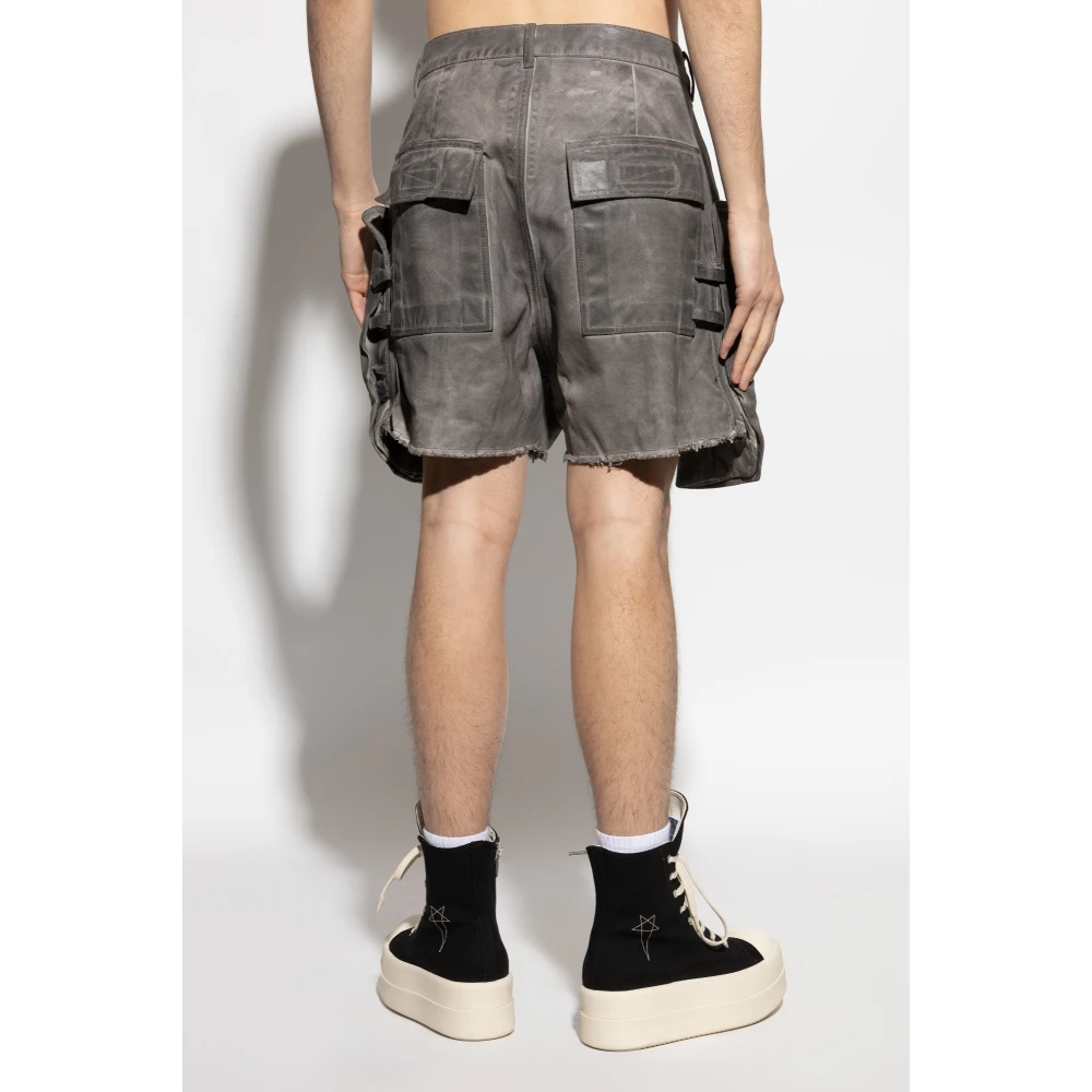 Rick Owens Denim Shorts Gray Heren