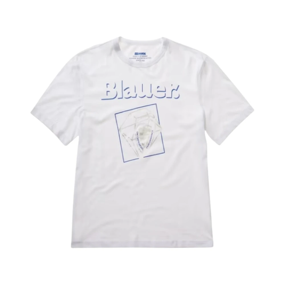 Blauer Bedrukt T-shirt White Heren