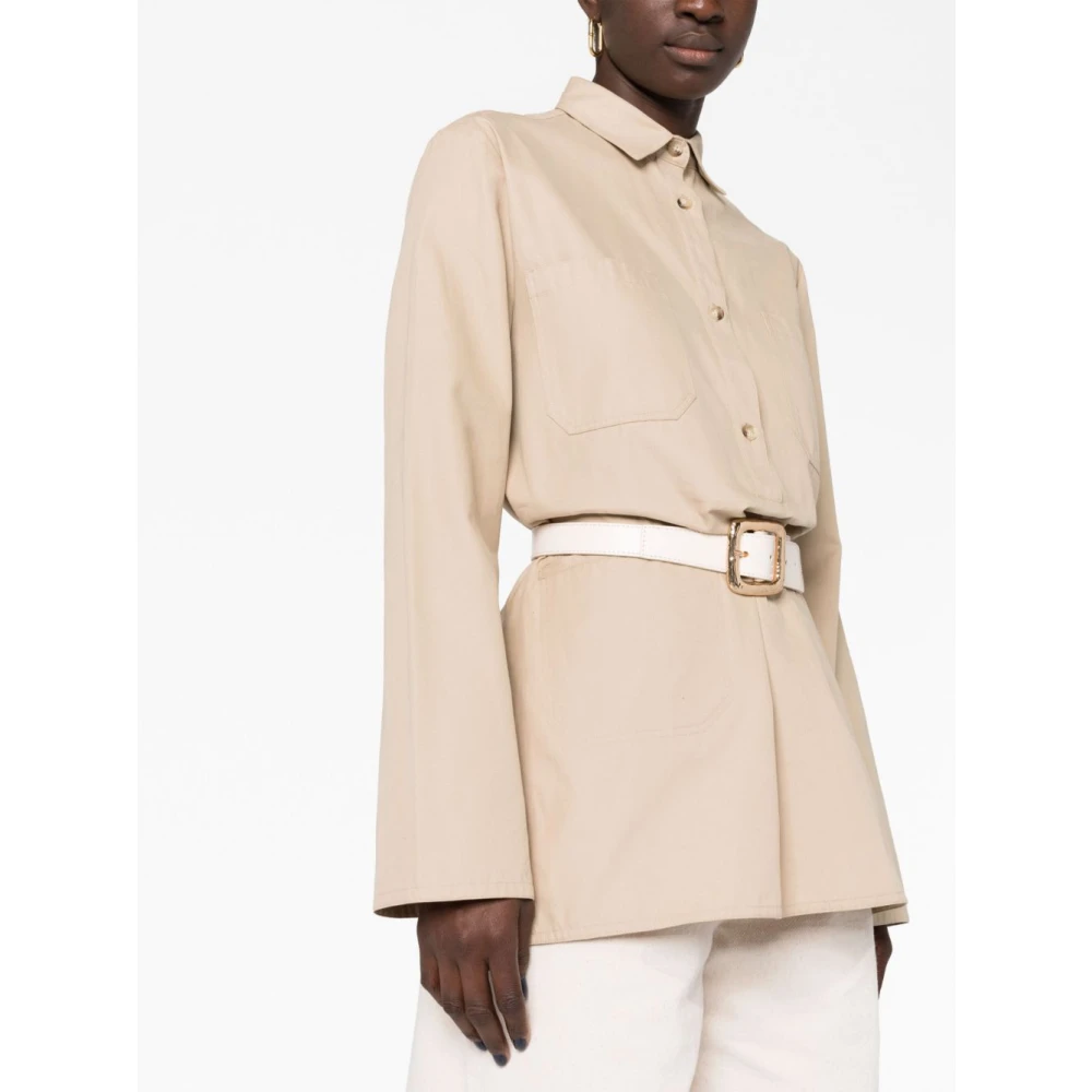TotêMe Beige Organisch Katoenen Twill Overhemd Beige Dames
