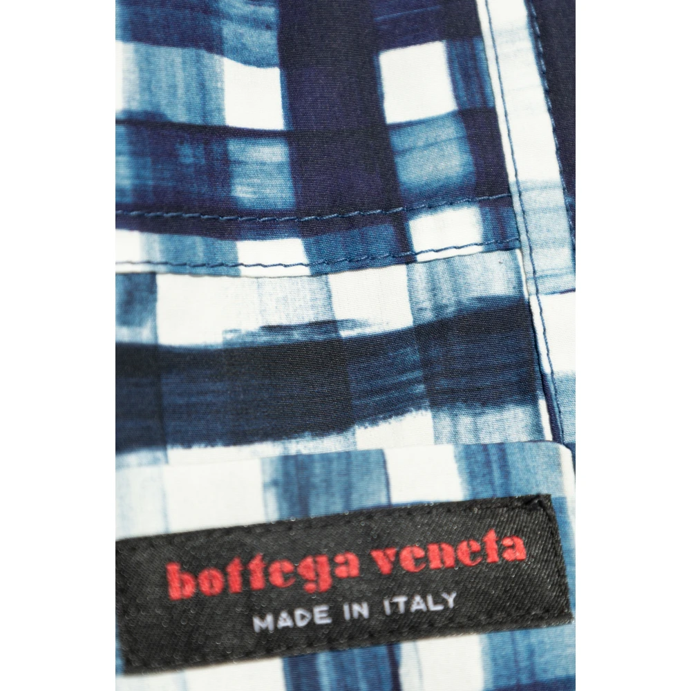Bottega Veneta Geruite patroon shorts Blue Heren