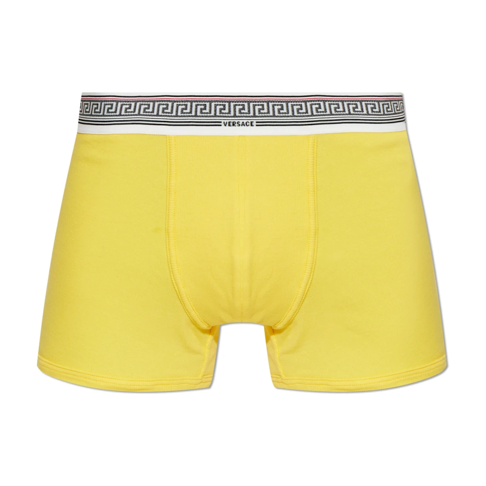 Versace Mannelijk Geel Ondergoed Heren, 2XL, Katoen, Ribbed Cotton-Jersey Trunks