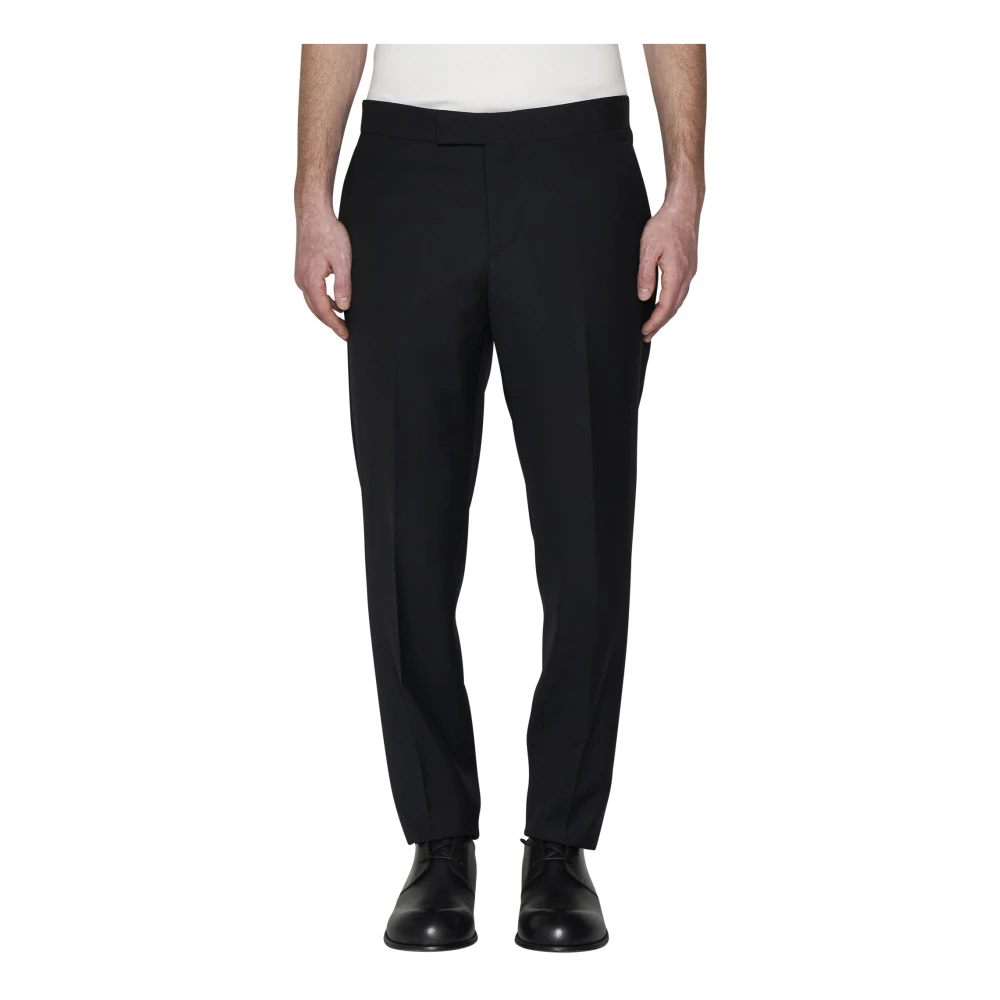 Lardini Zwarte Wollen Broek Taps Toelopende Pijp Black Heren
