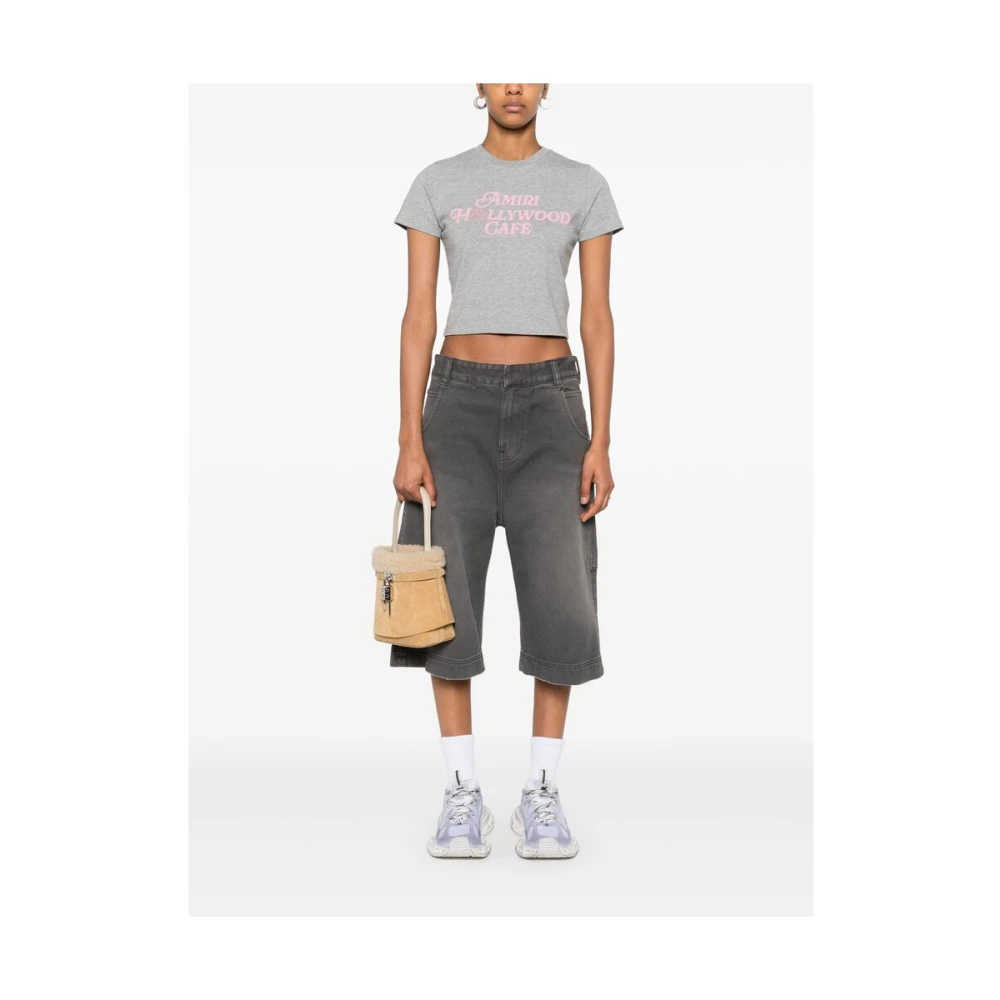 Amiri Grijze Crew Neck Korte Mouw T-shirt Gray Dames