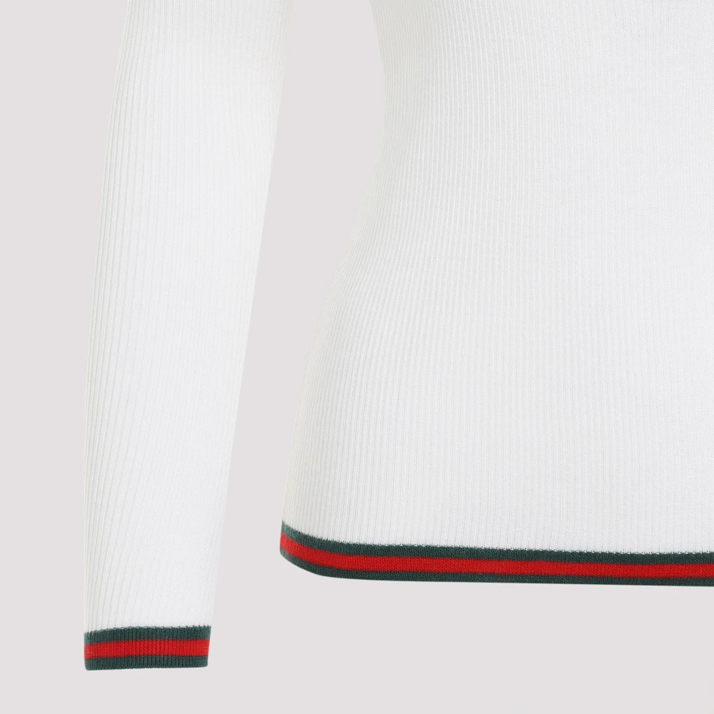 Gucci Cashmere en zijde polo top met Web White Dames