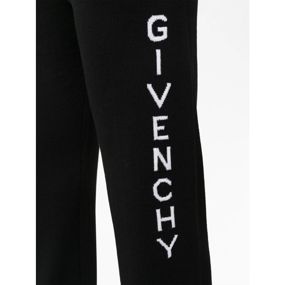 Givenchy Zwarte wollen gebreide joggingbroek met logo detail Black Heren