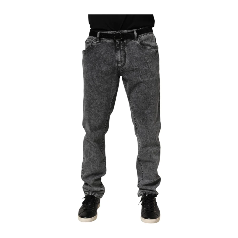 Dolce & Gabbana Men's Gray Slim Fit Cotton Denim Trousers Jeans - Slim Fit Jeans - 4XL - Jeans