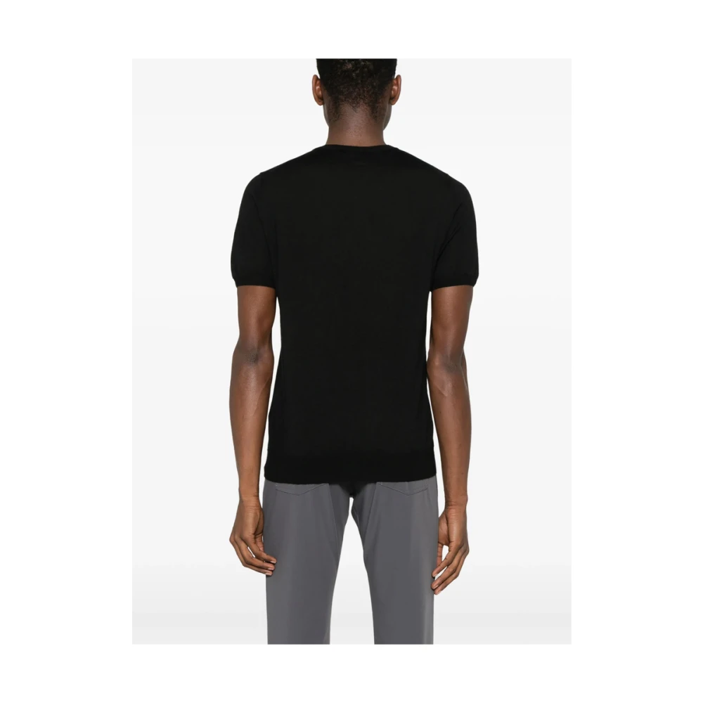 Fedeli Zwarte Crew Neck Korte Mouw Sweater Black Heren