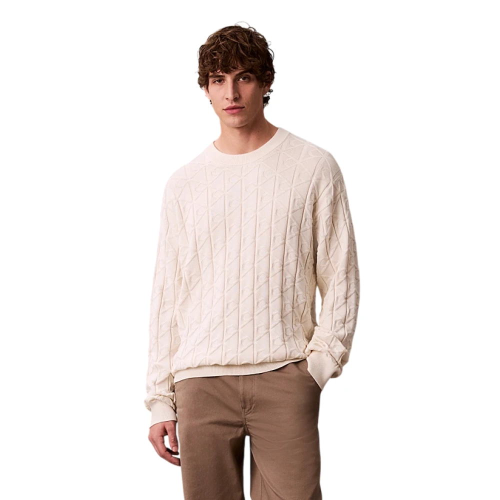 Calvin Klein Men's Beige Round-Neck Knitwear - Round-Neck Knitwear - L - Knitwear