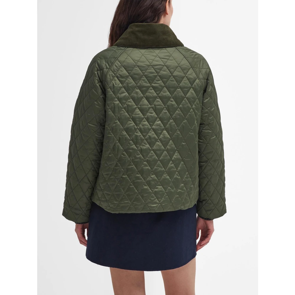 Barbour Gewatteerde jas met koord kraag Green Dames