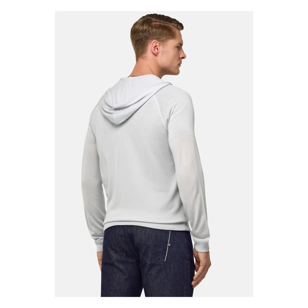 Boggi Milano Merino Wol Full Zip Jumper Blue Heren