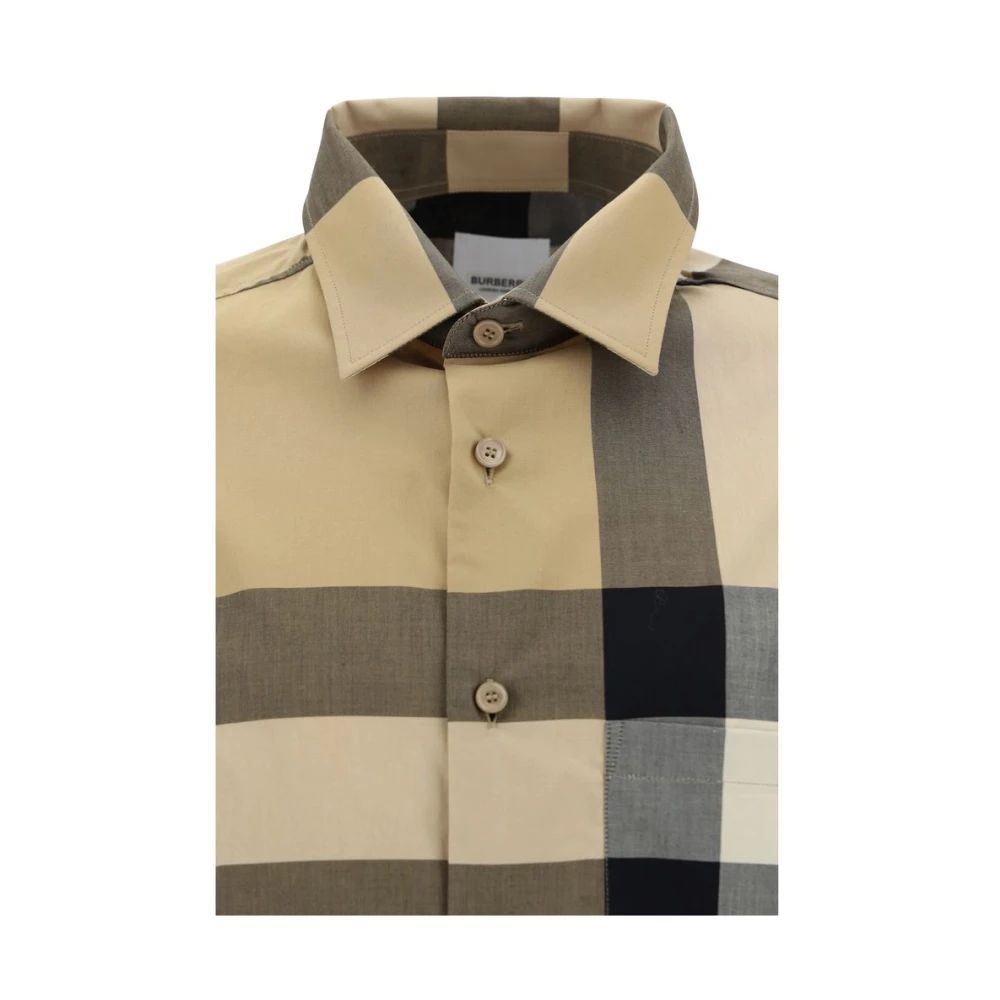 Burberry Katoenen overhemd met ruitpatroon Beige Heren