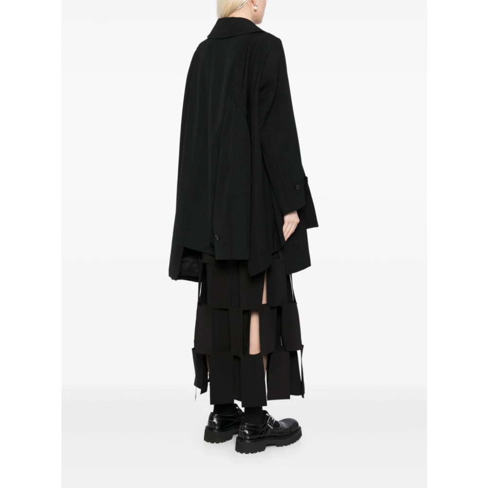 Comme des Garçons Zwarte dubbelrijige wollen jas Black Dames