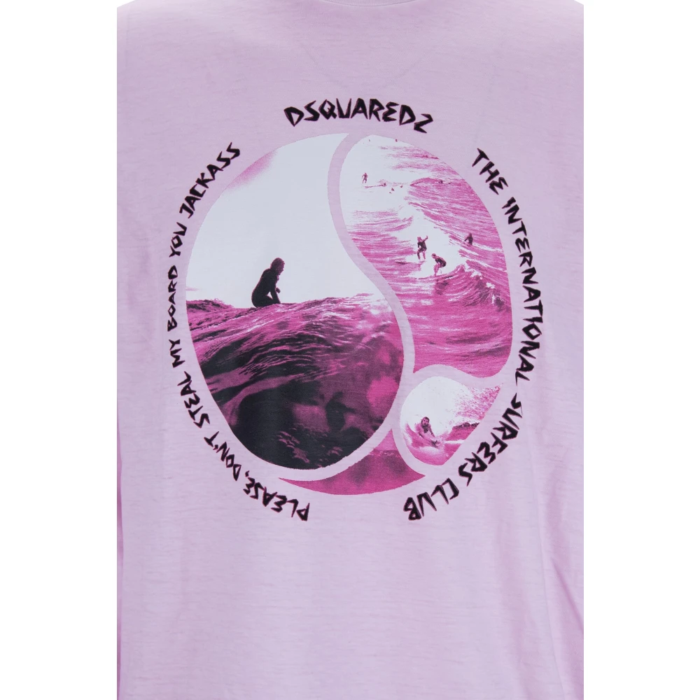 Dsquared2 Yin Yang Grafische Longsleeve T-shirt Pink Heren