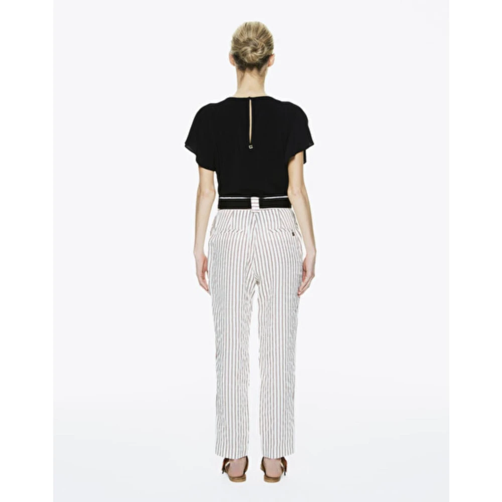 Manila Grace Gestreepte Broek White Dames