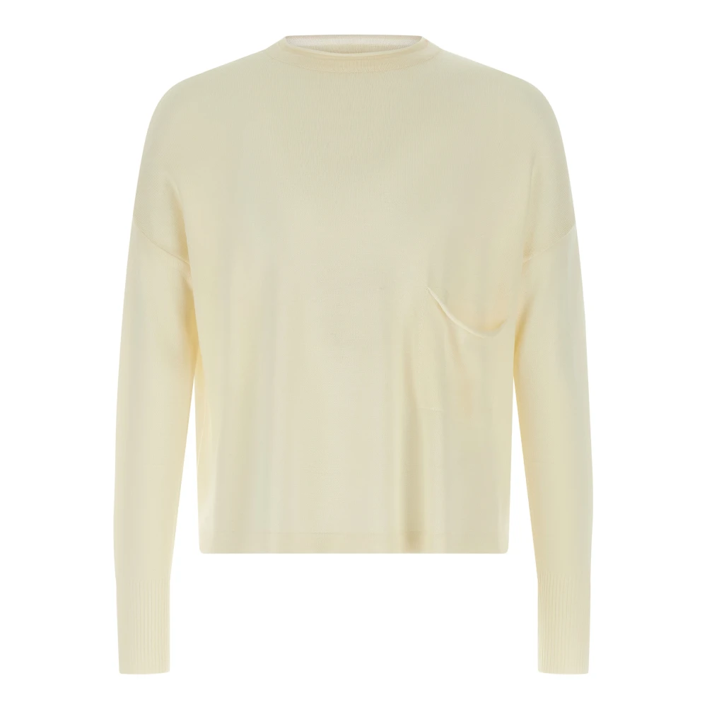 Ma'ry'ya Homme Blanc Pulls, Taille: M Wool Sweater