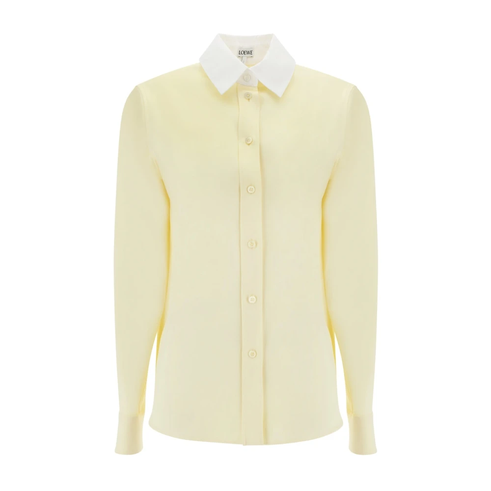 Loewe Zijden overhemd met contrasterende kraag Yellow Dames