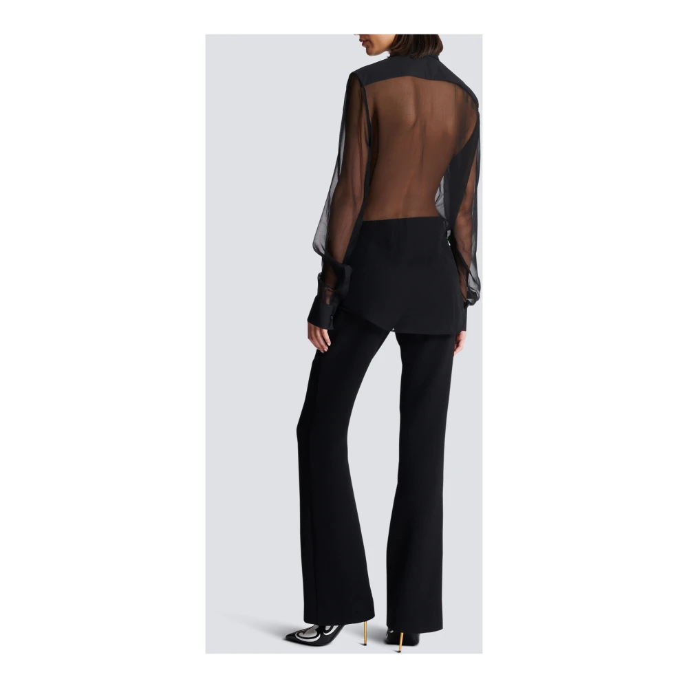 Balmain Zijden Western Overhemd Black Dames