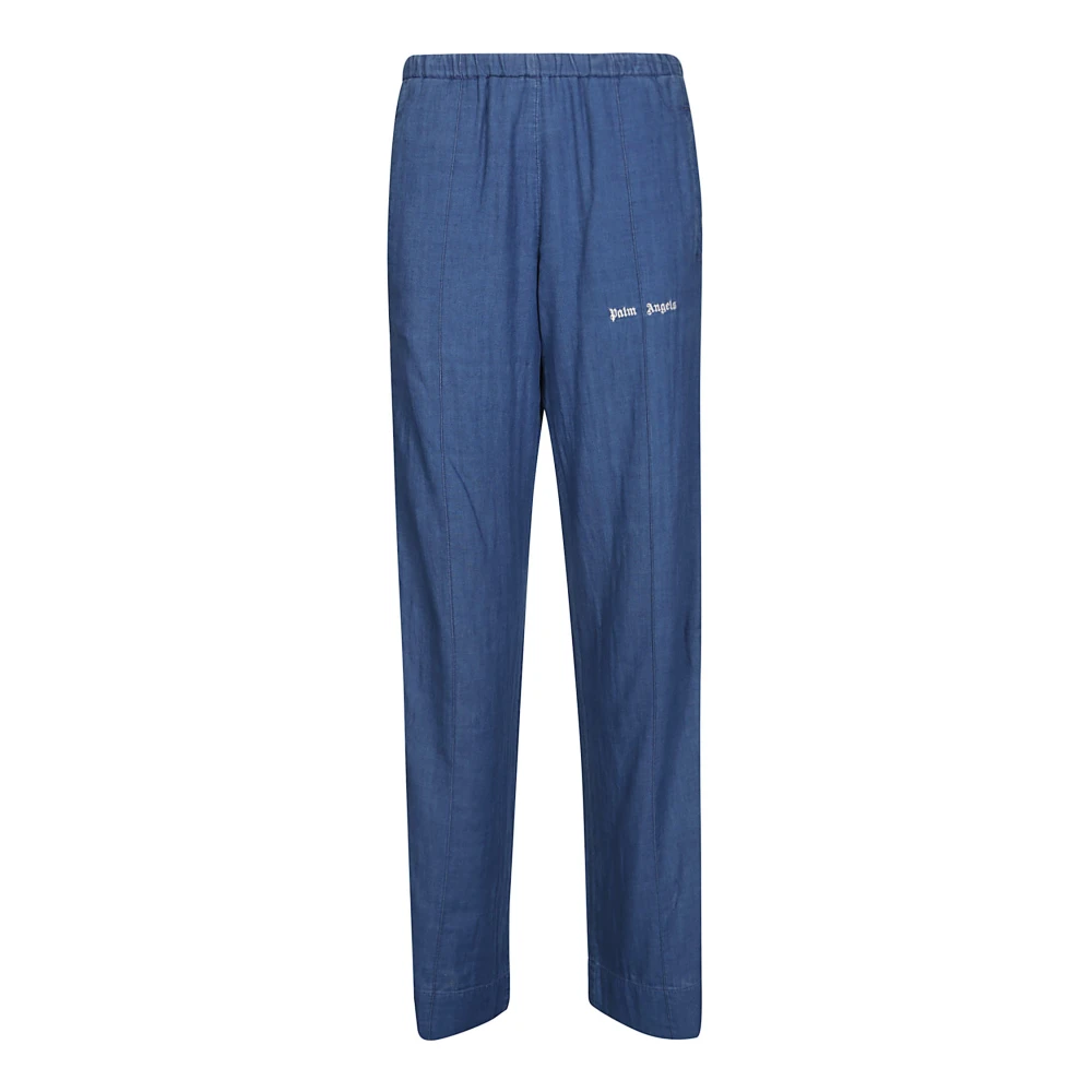 Palm Angels Chambray Track Pants Blue Dames