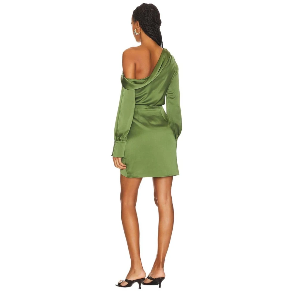 Simkhai Satijnen Cold Shoulder Jurk Green Dames