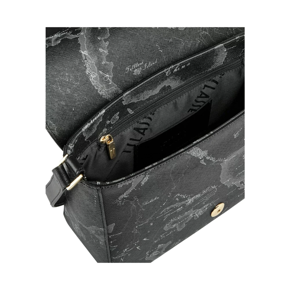 Alviero Martini 1a Classe Zwarte schoudertas met Geo Beige details Black Dames