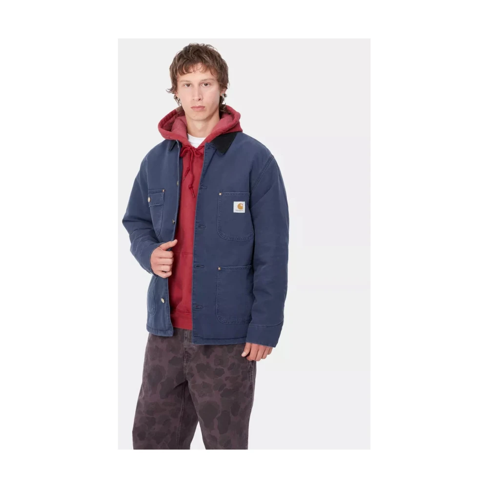 Carhartt WIP Verouderd Canvas Werkjas Luchtmacht Blauw Blue Heren