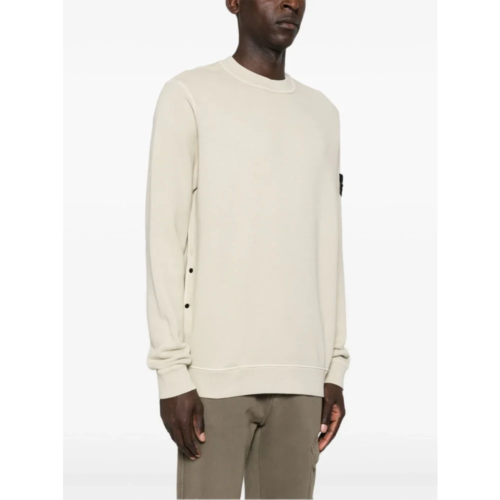 Stone Island Beige Crewneck Sweatshirt met Badge Beige Heren