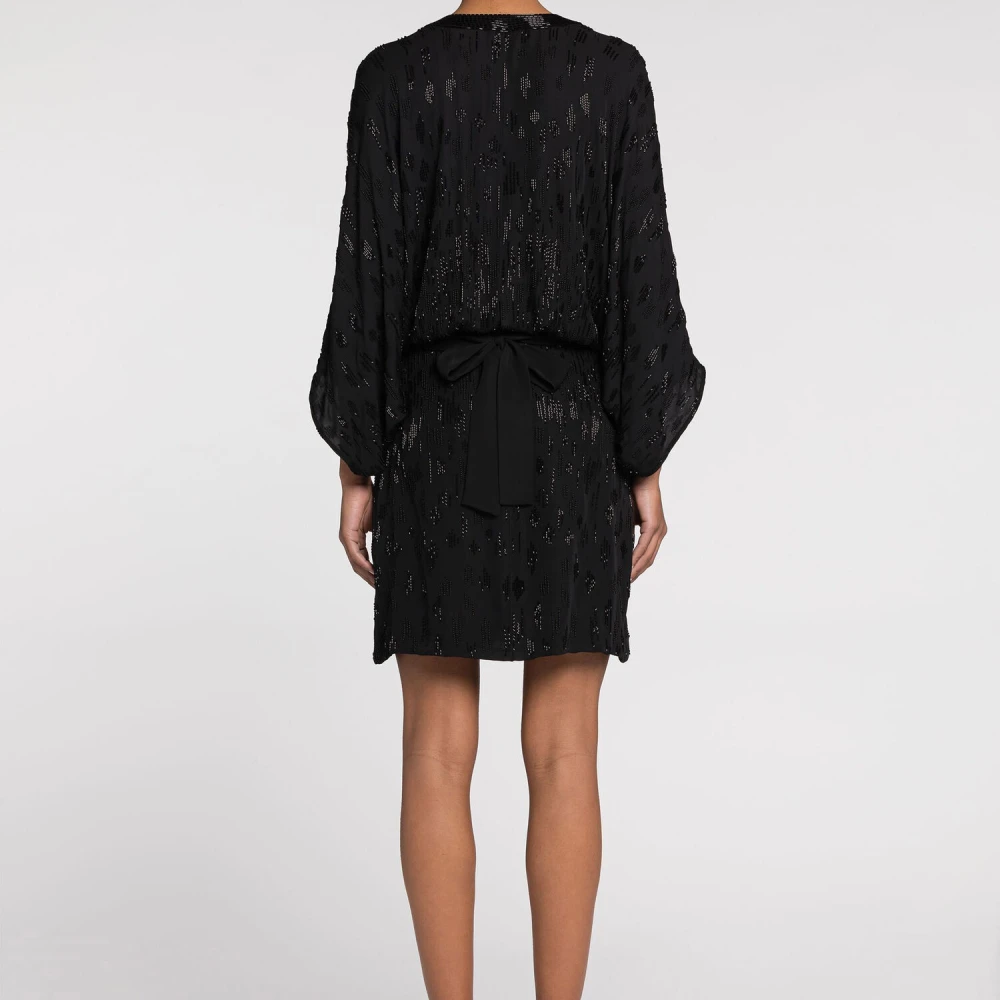 Roberto Cavalli V-hals kraalversierde mini-jurk Black Dames