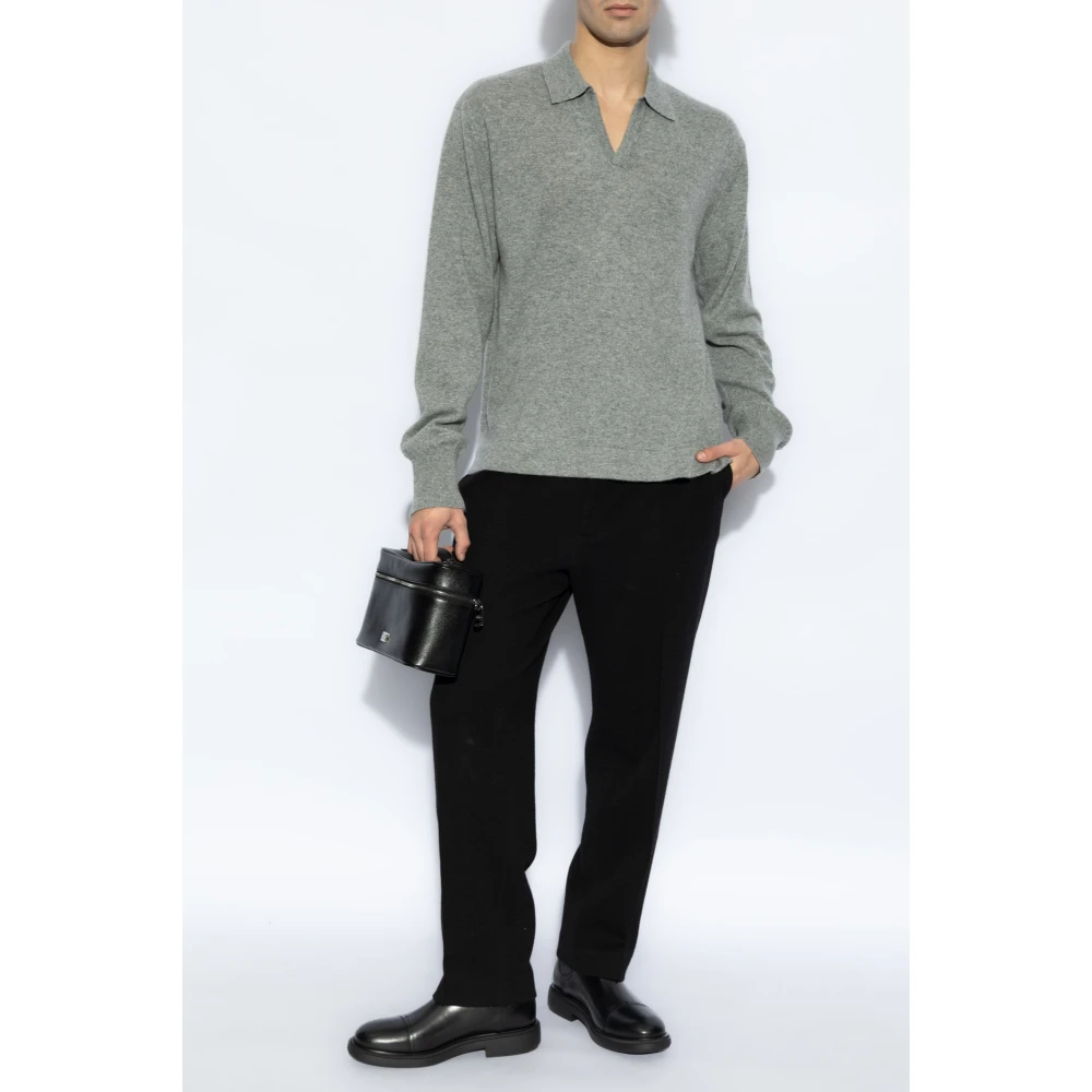 Officine Générale Broek met wollen afwerking Black Heren