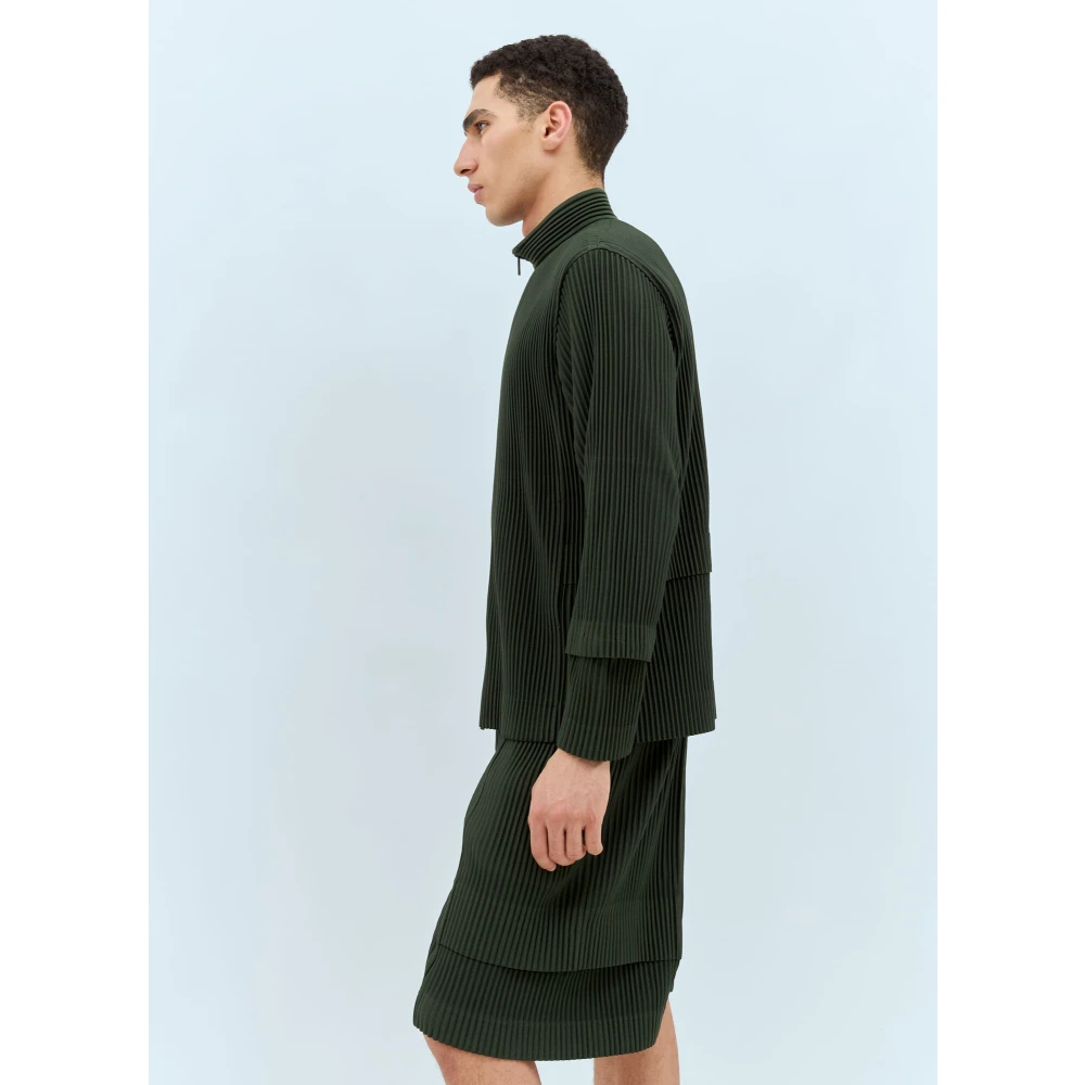 Issey Miyake Geplooide Zip-Up Cargo Jas Green Heren