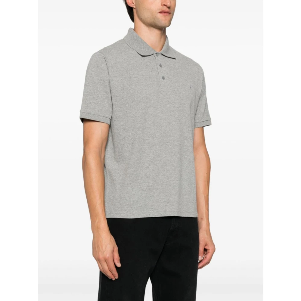 Saint Laurent Piqué polo shirt van katoenmix Gray Heren
