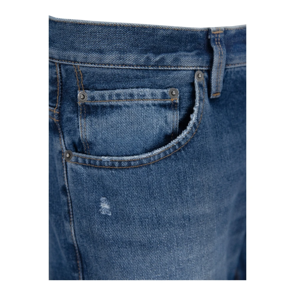Dondup Heren Katoenen Broek met Knopen Blue Heren