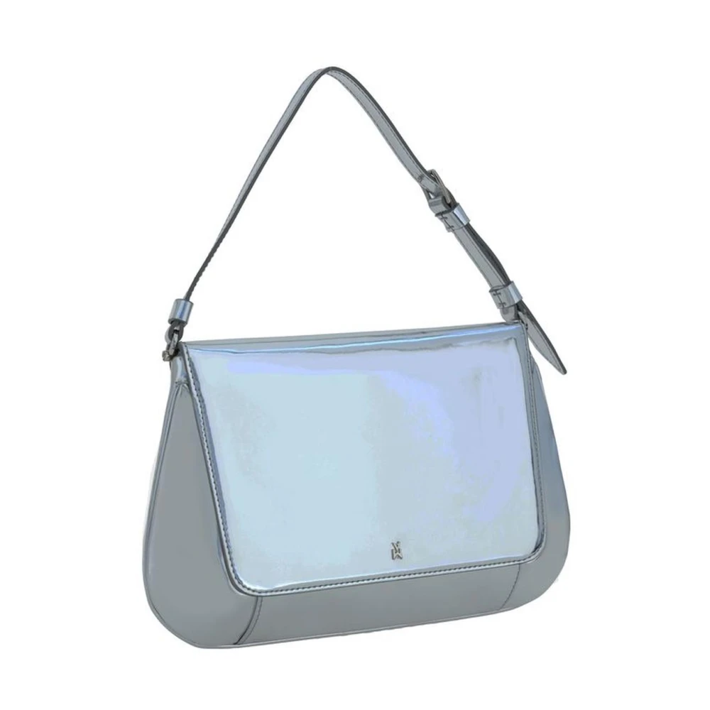 Amina Muaddi Geometrische Kalfsleren Handtas met Verstelbaar Handvat Gray Dames