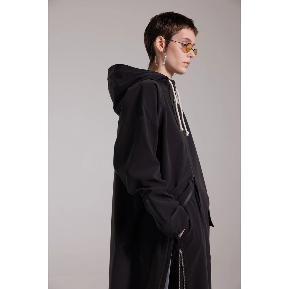 Stutterheim Mat Lang Regenjas met Aqua Guard Rits Black Dames