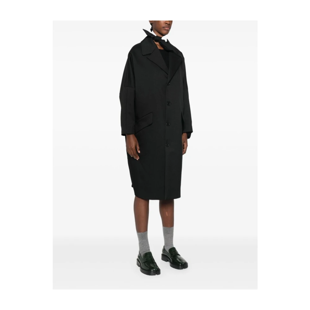 MM6 Maison Margiela Zwarte twill geweven jas Black Dames