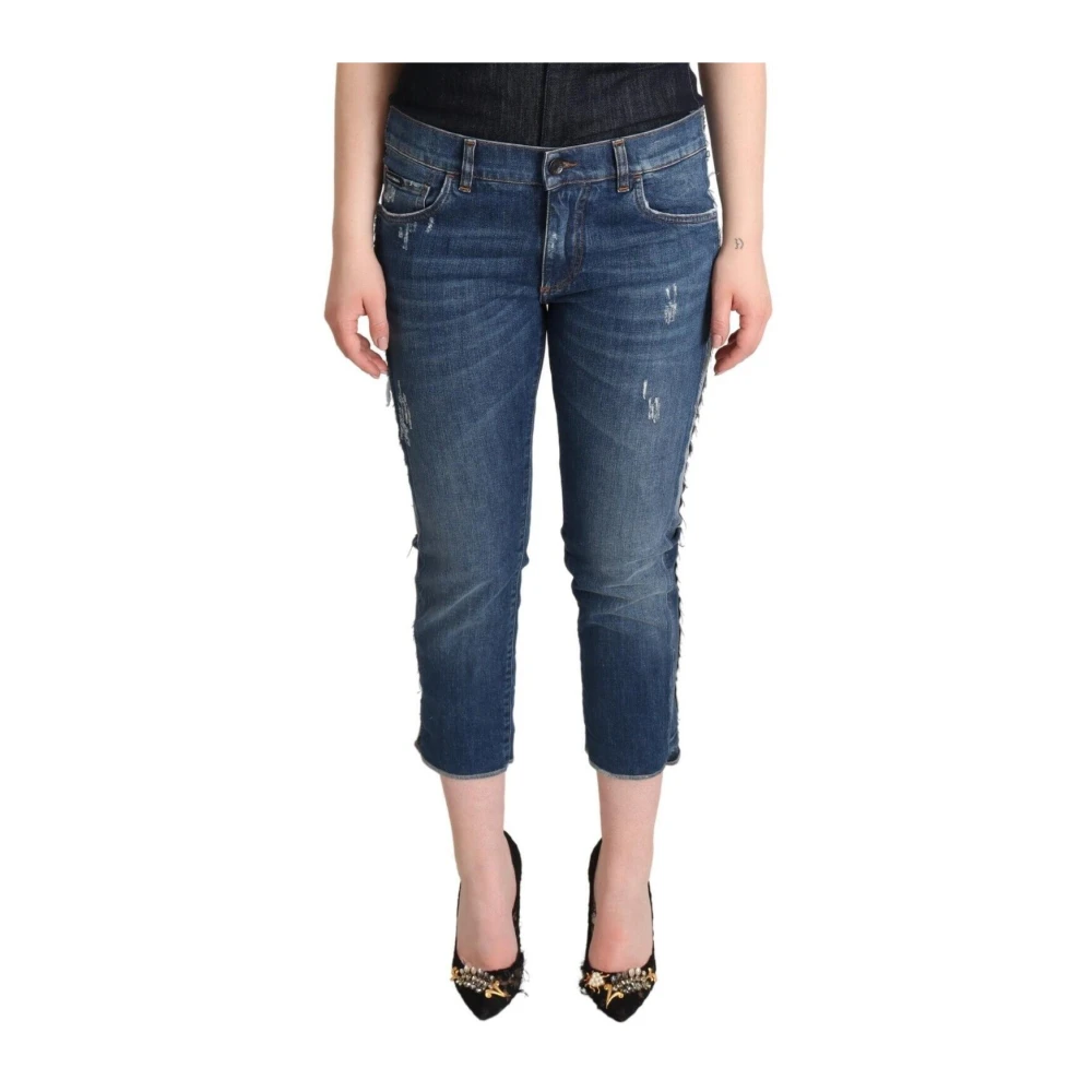 Dolce & Gabbana Blue Mid Waist Denim Cropped Jeans - Female - Cropped Jeans - S - Jeans