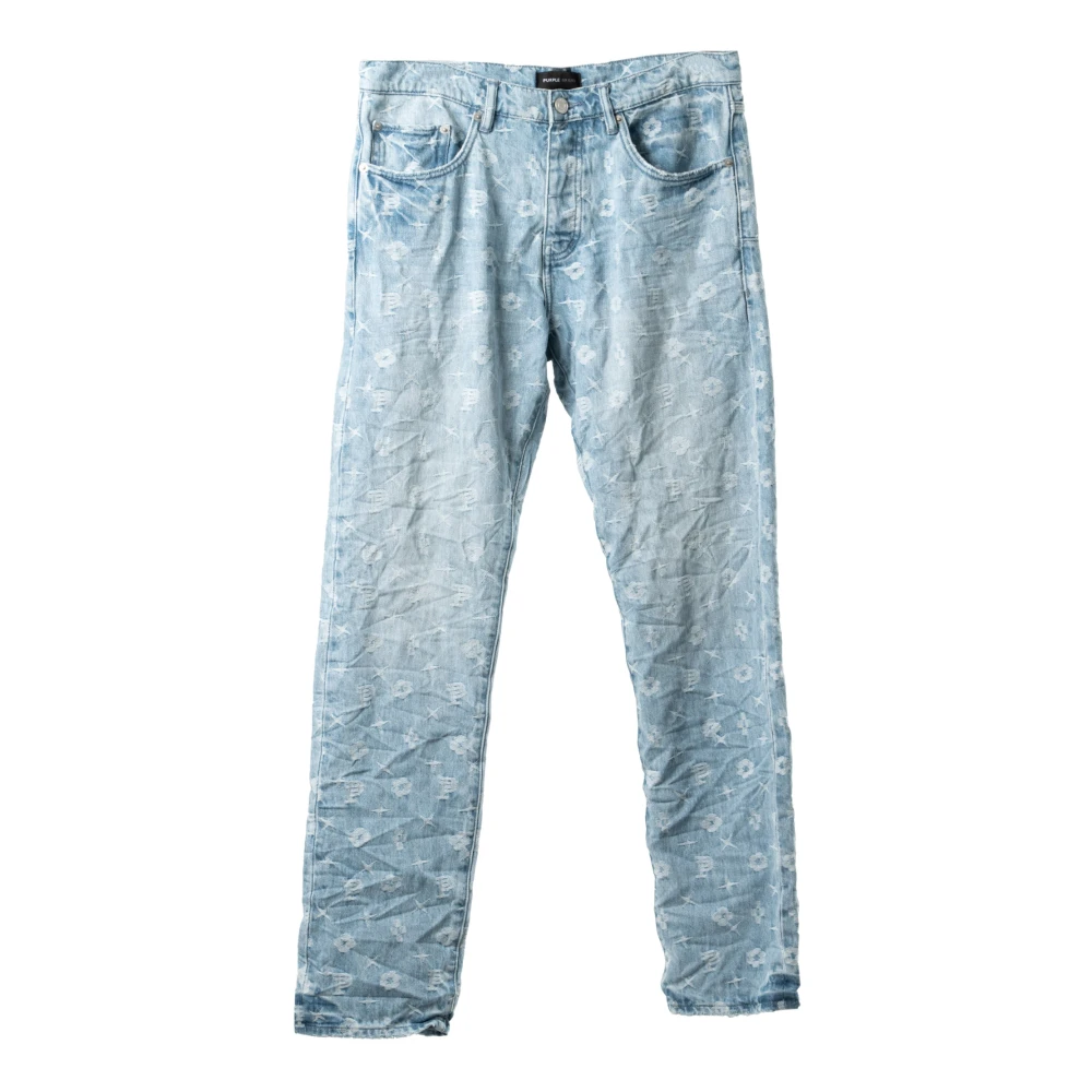 Purple Brand Luxe Jaquard Print Denim Jeans Blue Heren