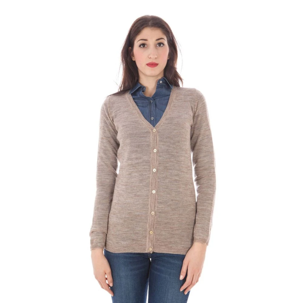 Fred Perry Wollen gebreid vest met logoknopen Beige Dames