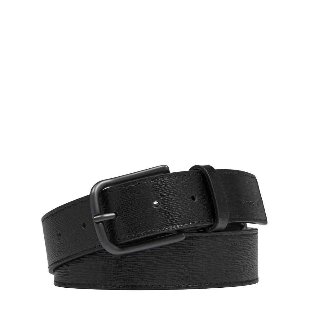 Piquadro Men's Black Belts, One Size, ’S Leather Belt With Prong Buckle