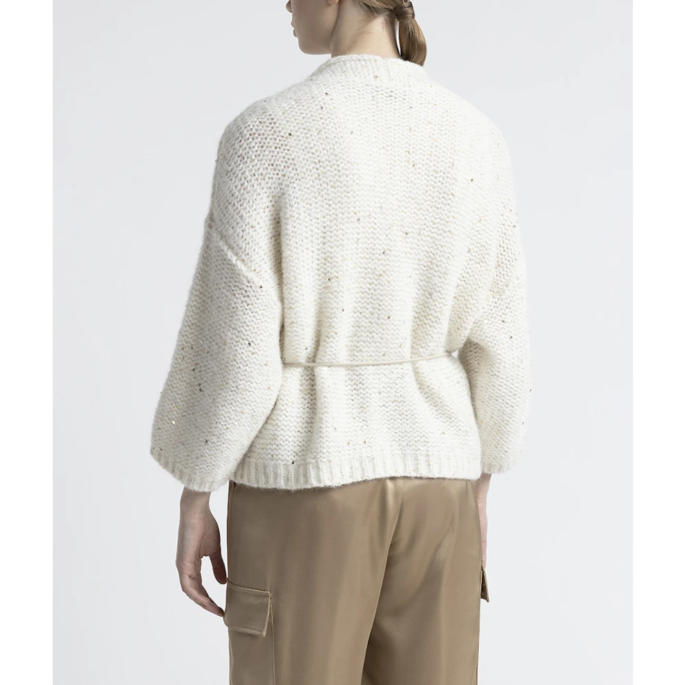 PESERICO Alpaca wol oversized vest met pailletten White Dames