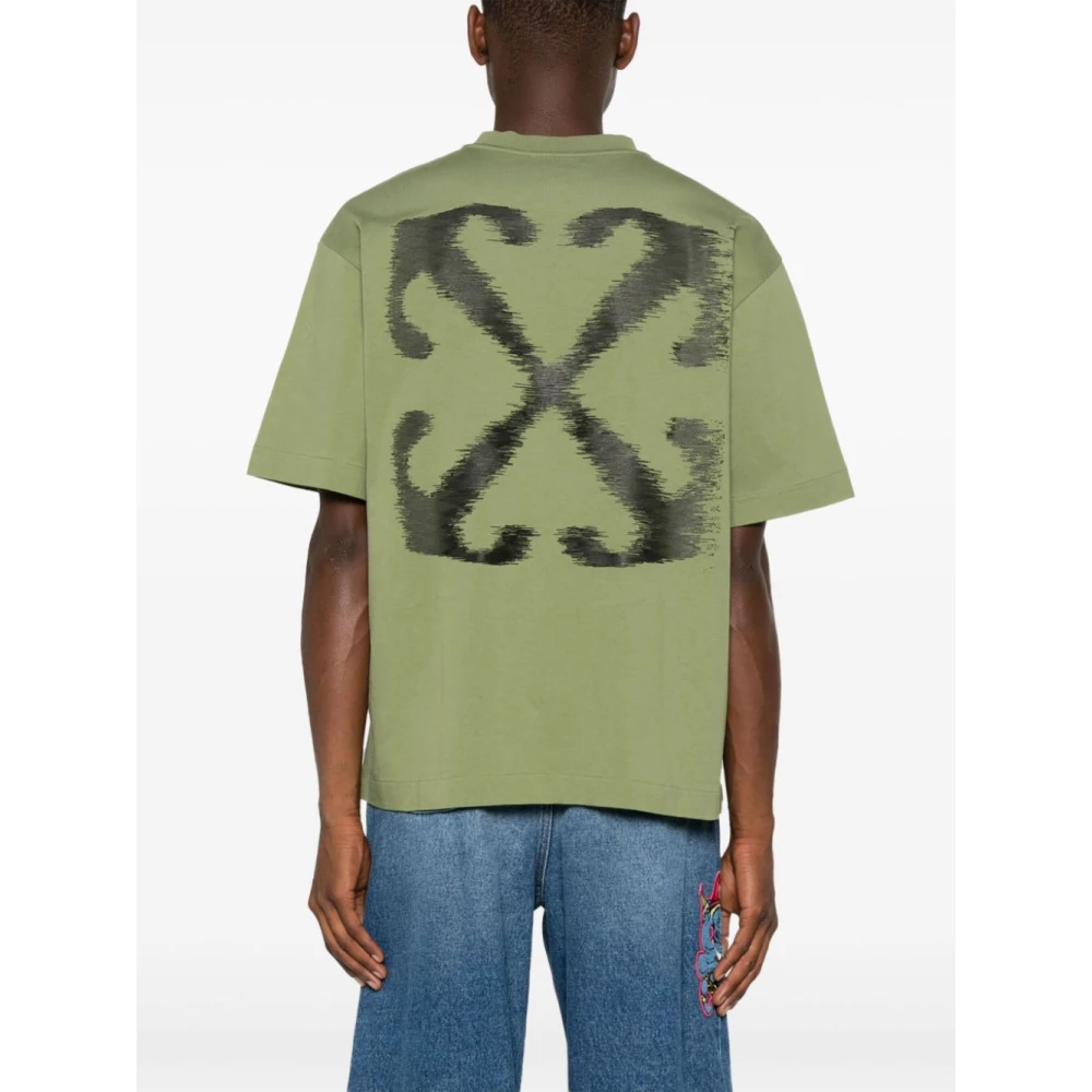 Off White Skate-stijl T-shirt met logoprint Green Heren