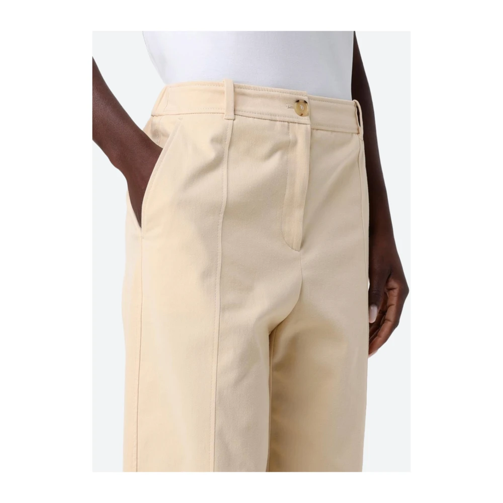 Hugo Boss Wijde Pijp Katoenen Broek Beige Dames